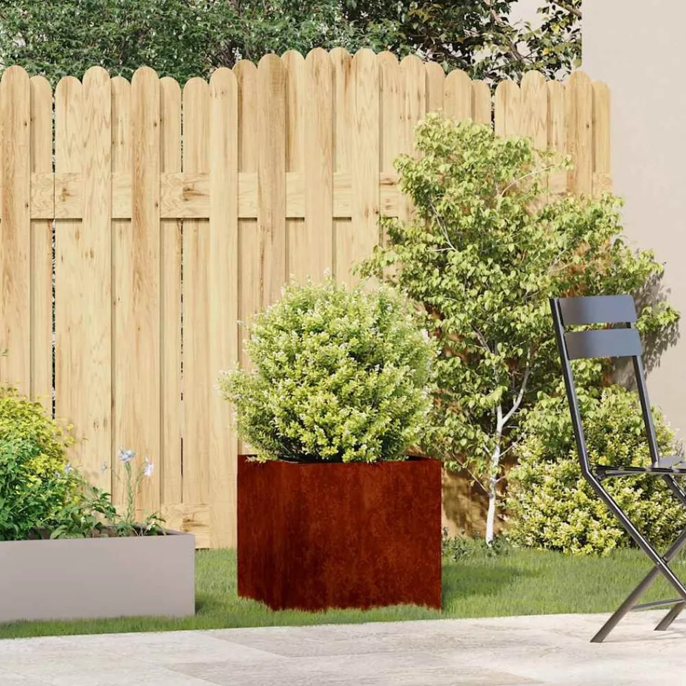 vidaXL Jardinière rouillé 40x40x40 cm acier inoxydable