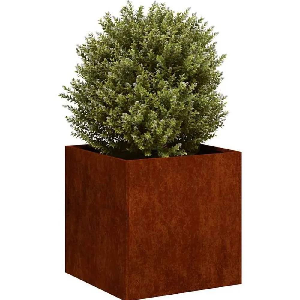 vidaXL Jardinière rouillé 40x40x40 cm acier inoxydable