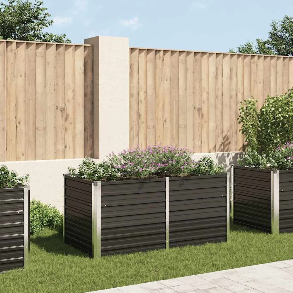 vidaXL Jardinière surélevée Anthracite 160x80x77 cm Acier galvanisé