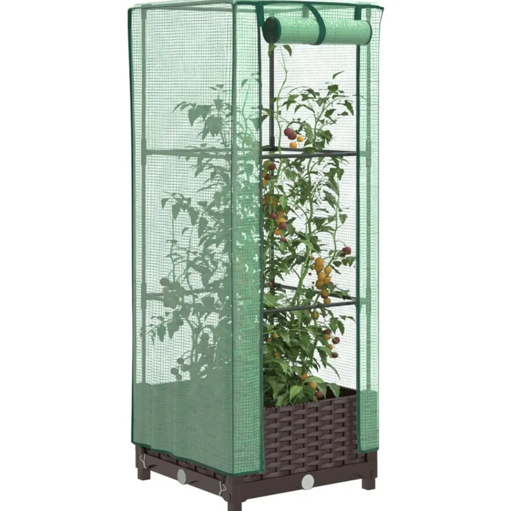 Pelouses & Jardins-vidaXL Jardinière surélevée avec housse aspect rotin 40x40x123 cm Marron