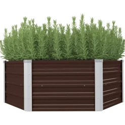 Pelouses & Jardins-vidaXL Jardinière surélevée 129x129x45 cm Acier galvanisé Marron