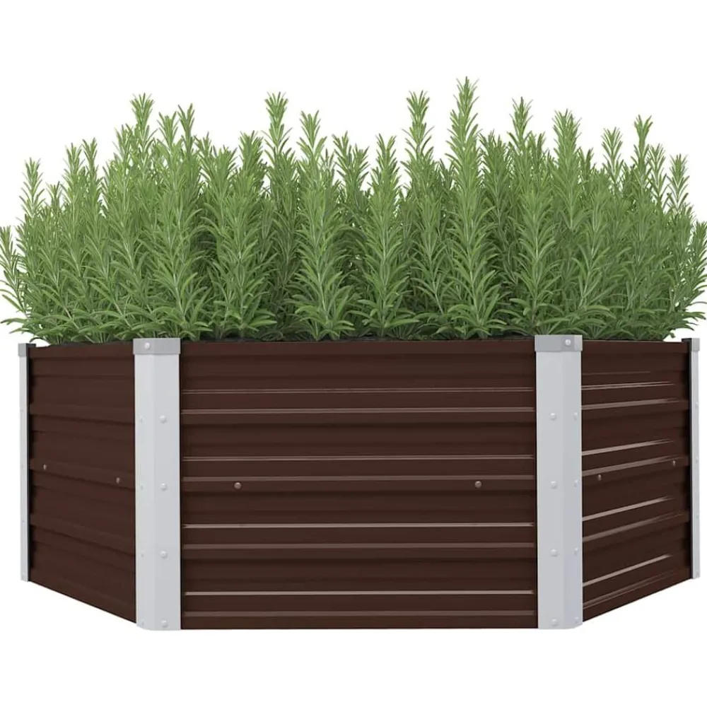Pelouses & Jardins-vidaXL Jardinière surélevée 129x129x45 cm Acier galvanisé Marron