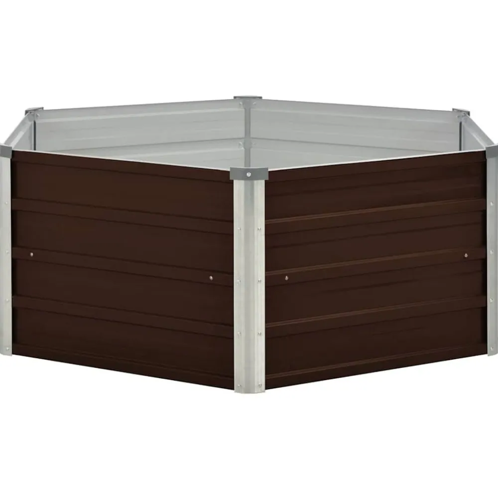 Pelouses & Jardins-vidaXL Jardinière surélevée 129x129x45 cm Acier galvanisé Marron