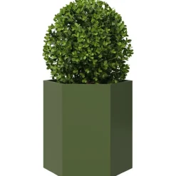 Pelouses & Jardins-vidaXL Jardinière vert olive hexagone 46x40x45 cm acier Acier/Vert
