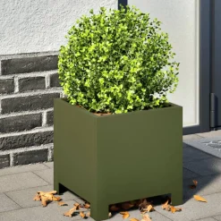 vidaXL Jardinière vert olive 30x30x30 cm acier