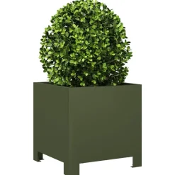 vidaXL Jardinière vert olive 30x30x30 cm acier