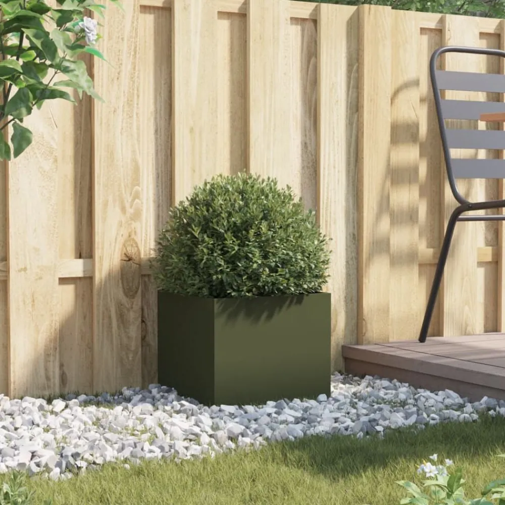 Pelouses & Jardins-vidaXL Jardinière vert olive 32x30x29 cm acier Acier/Vert