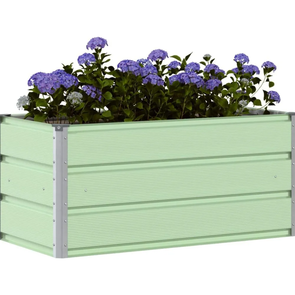 Pelouses & Jardins-vidaXL Jardinière 100 x 50 x 45 cm Acier galvanisé Vert pastel