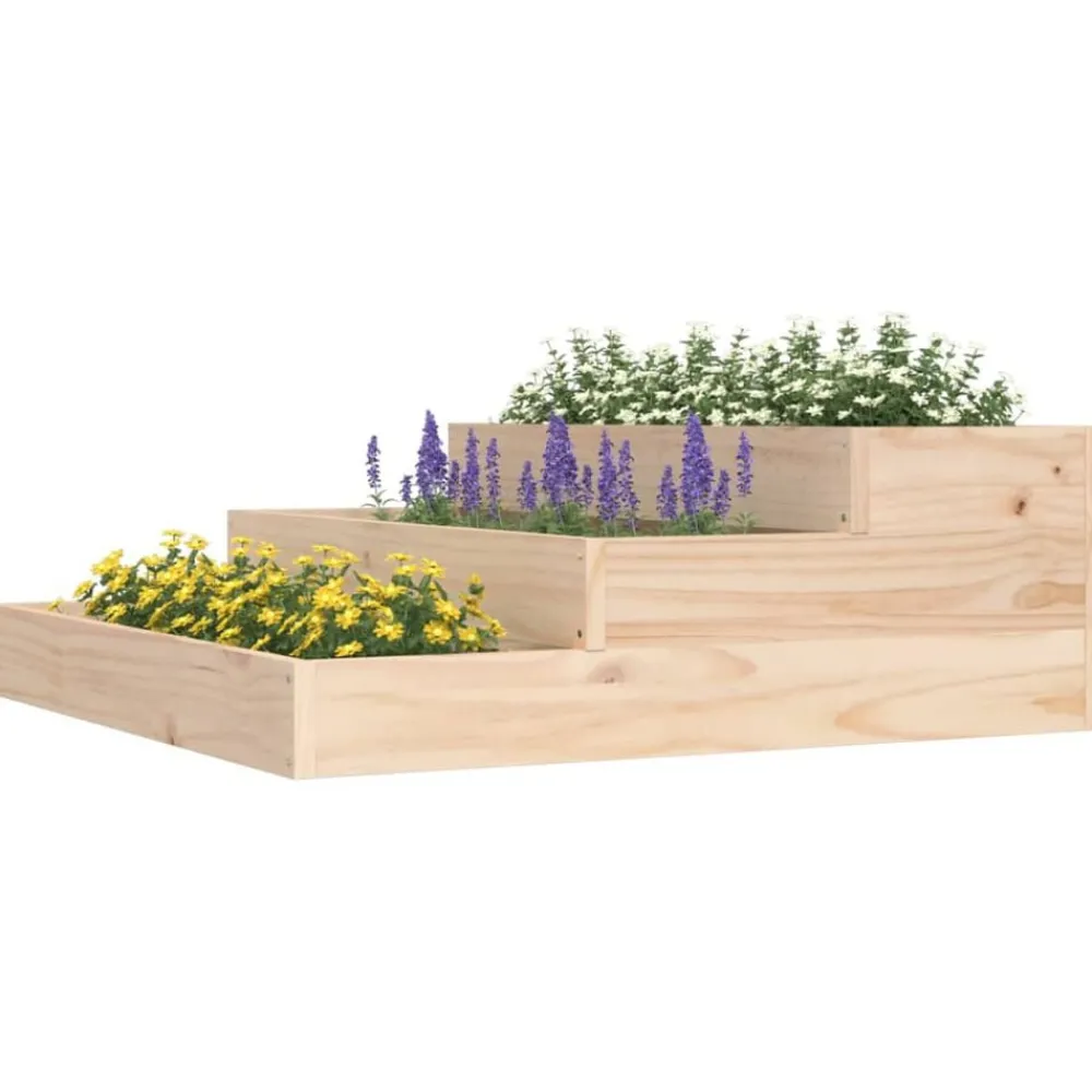 Pelouses & Jardins-vidaXL Jardinière 78x78x27 cm Bois massif de pin Pin naturel