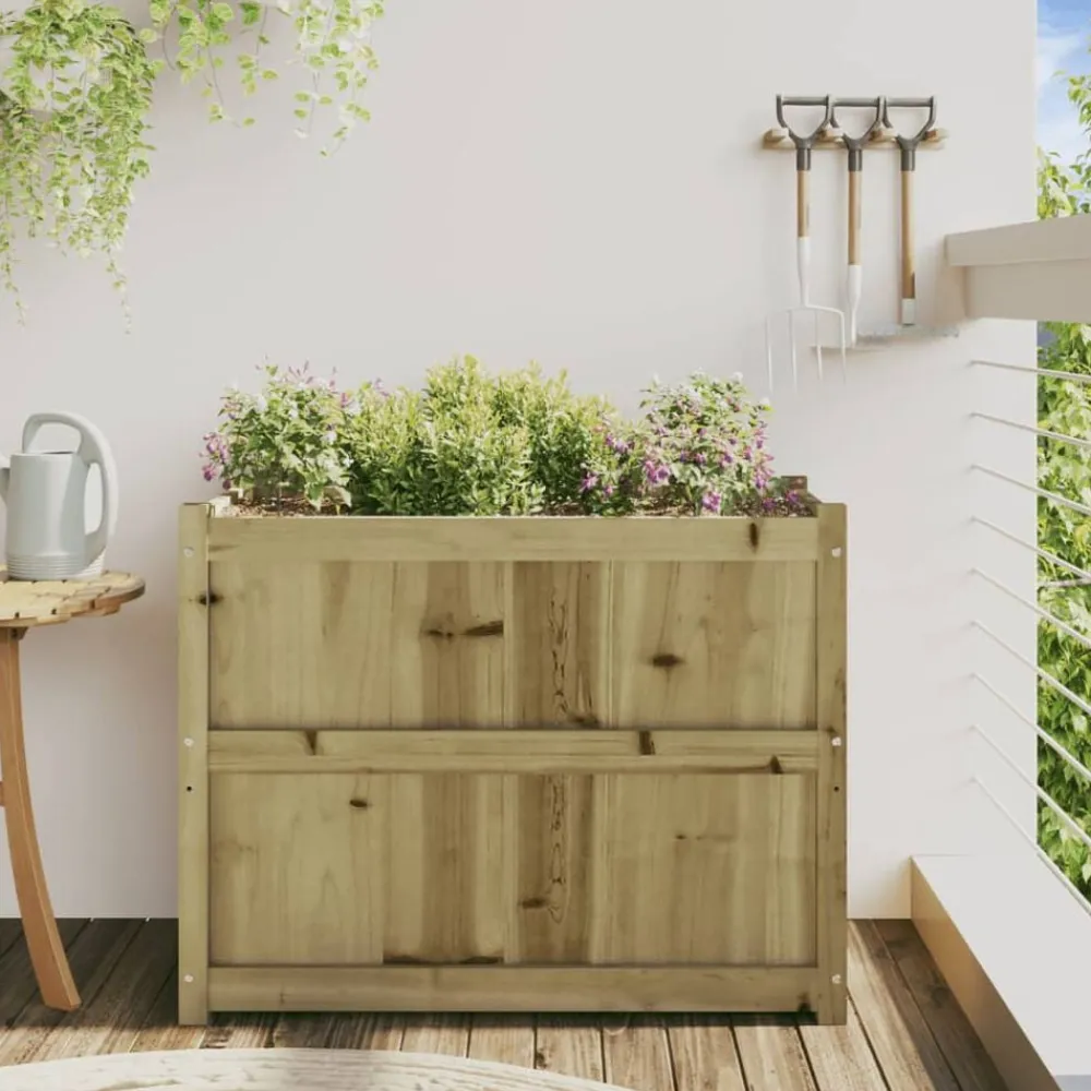 Pelouses & Jardins-vidaXL Jardinière 90x50x70 cm bois de pin imprégné Naturel impregné