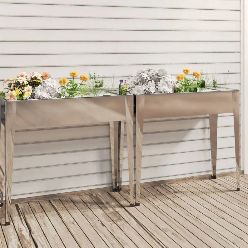 vidaXL Jardinières 2 pcs Acier galvanisé