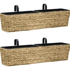 Pelouses & Jardins-vidaXL Jardinières 2 pcs Jacinthe d'eau Marron clair