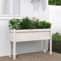 vidaXL Jardinières avec pieds blanc 110x31x70 cm bois de pin massif