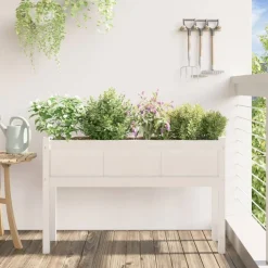 vidaXL Jardinières avec pieds blanc 110x31x70 cm bois de pin massif
