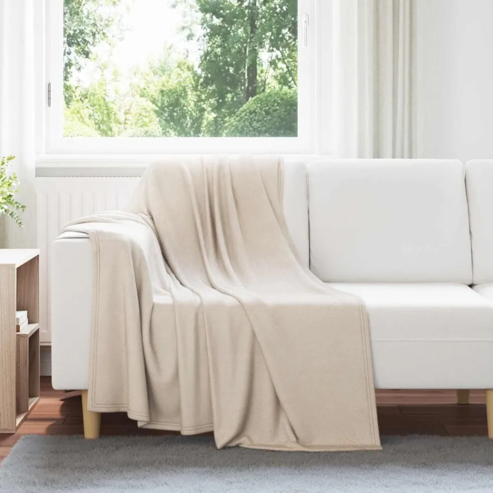 Linge-vidaXL Jeté 170 x 130 cm Toison Beige