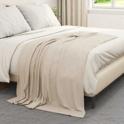 Linge-vidaXL Jeté 170 x 130 cm Toison Beige
