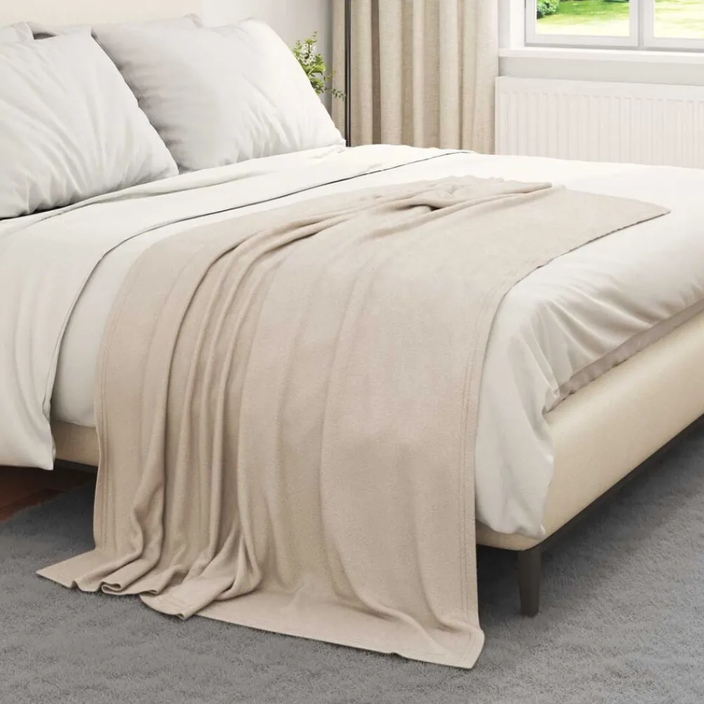 Linge-vidaXL Jeté 170 x 130 cm Toison Beige
