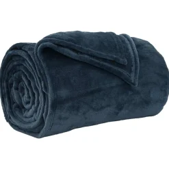 Linge-vidaXL Jeté 130 x 150 cm Toison Bleu marine