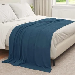 Linge-vidaXL Jeté 210 x 140 cm Toison Bleu marine