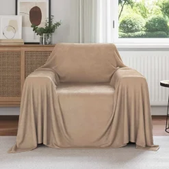 Linge-vidaXL Jeté 210 x 140 cm Toison Camel