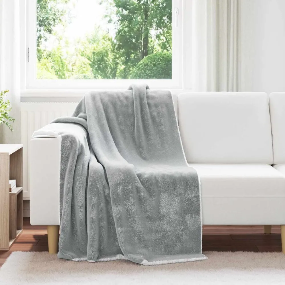 Linge-vidaXL Jeté 130 x 150 cm Toison Gris