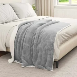 Linge-vidaXL Jeté 130 x 150 cm Toison Gris