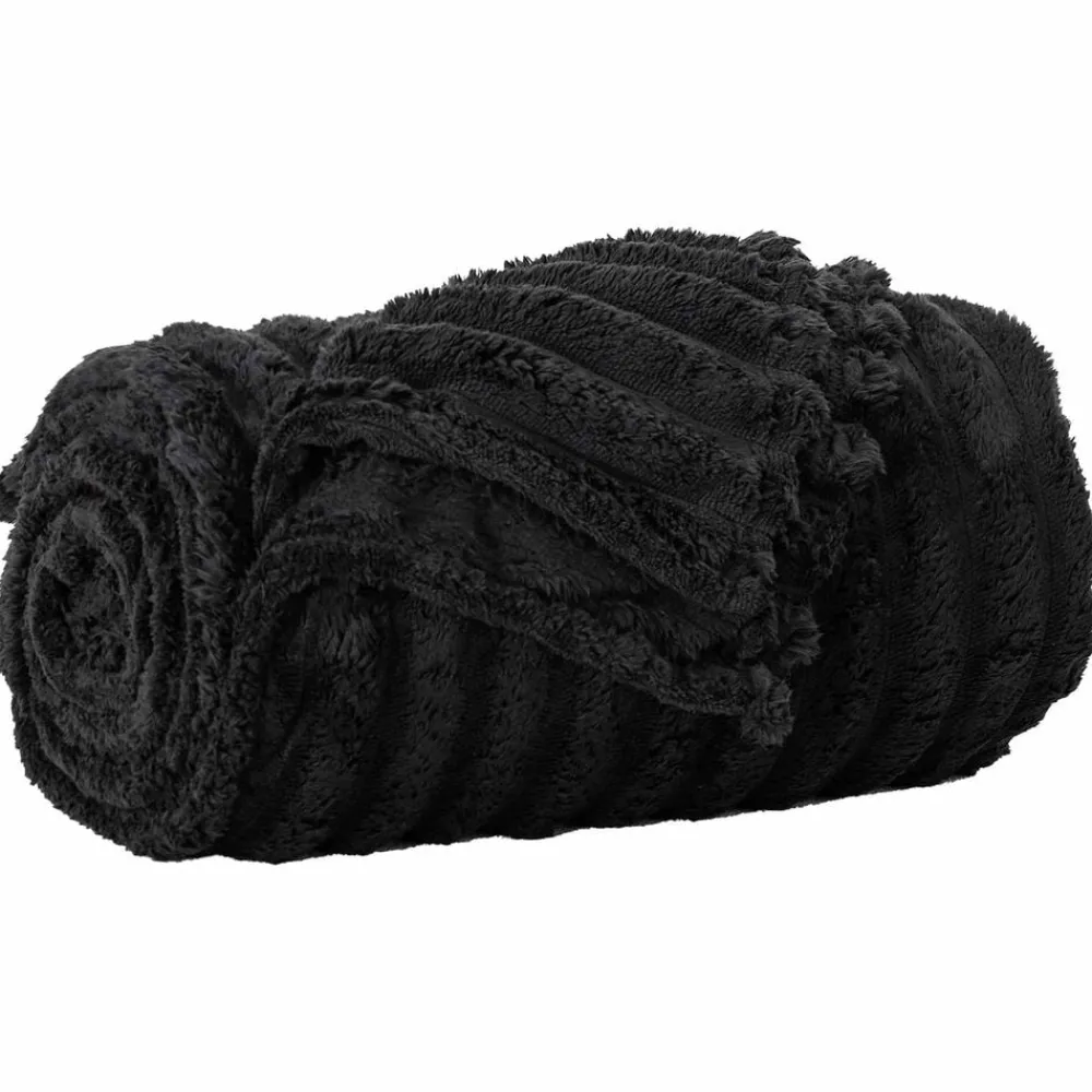 Linge-vidaXL Jeté 150 x 130 cm Toison Noir
