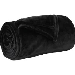Linge-vidaXL Jeté 130 x 150 cm Toison Noir