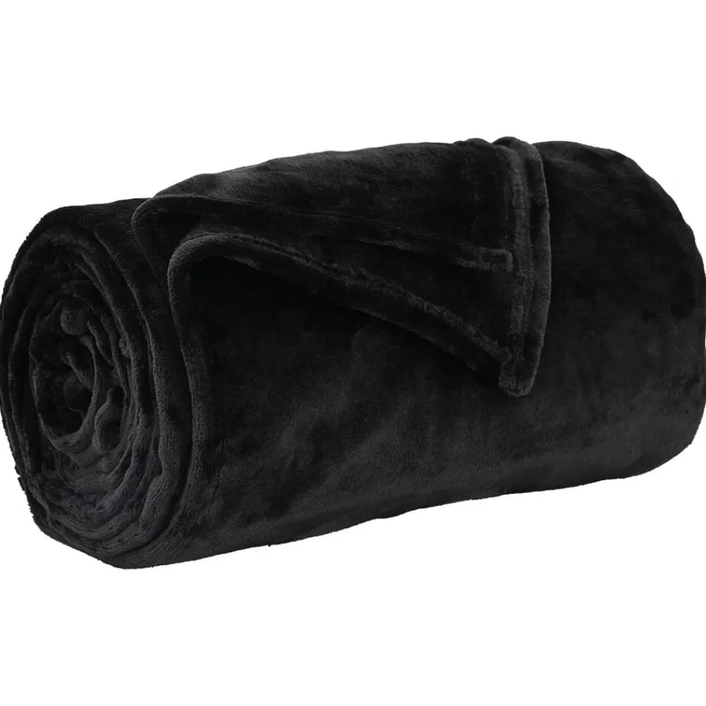 Linge-vidaXL Jeté 130 x 150 cm Toison Noir