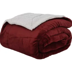 Linge-vidaXL Jeté 130 x 150 cm Toison Rouge bordeaux
