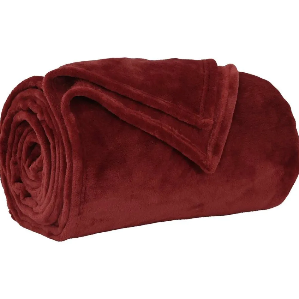 Linge-vidaXL Jeté 130 x 150 cm Toison Rouge bordeaux