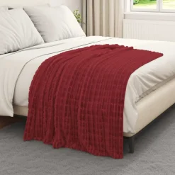 Linge-vidaXL Jeté 150 x 130 cm Toison Rouge bordeaux