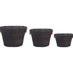 vidaXL Jeu 3 paniers empilables à bois de chauffage Marron foncé Saule