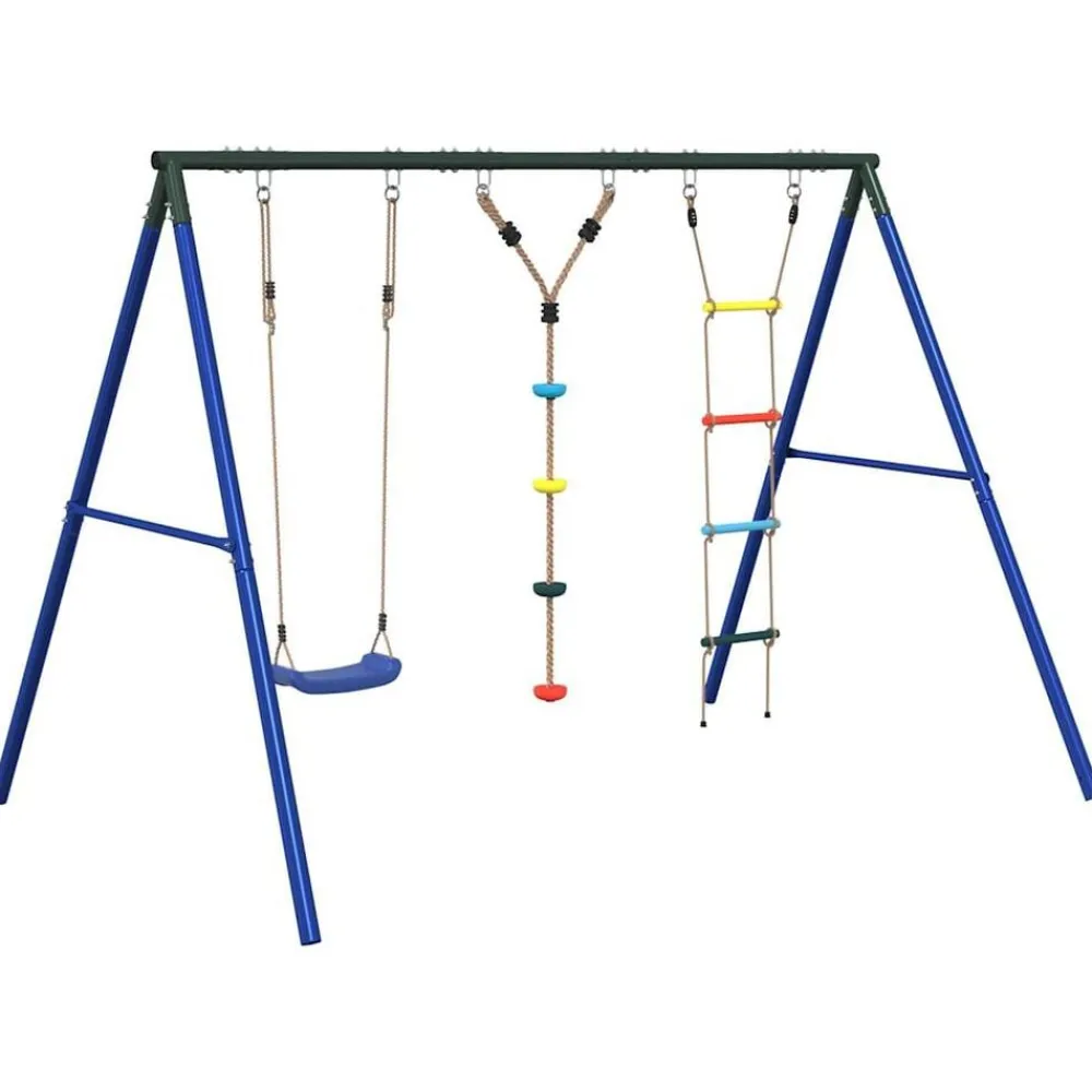 Jeux De Plein Air-vidaXL Jeu balançoire d'extérieur balançoire échelle et corde à disque Bleu