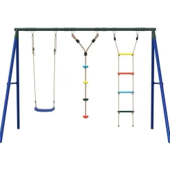 Jeux De Plein Air-vidaXL Jeu balançoire d'extérieur balançoire échelle et corde à disque Bleu