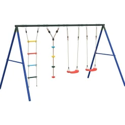 Jeux De Plein Air-vidaXL Jeu balançoire extérieur balançoires échelle et corde à disque Rouge