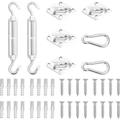 vidaXL Jeu d'accessoires de voile d'ombrage 8 pcs Acier inoxydable