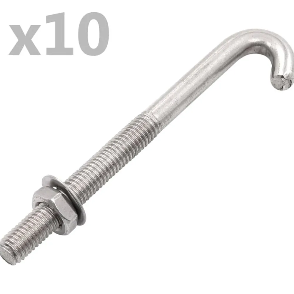 vidaXL Jeu de 25 boulons en J ancrés avec écrou et rondelle M8x100 mm