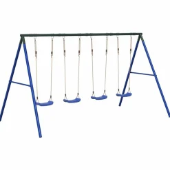 Jeux De Plein Air-vidaXL Jeu de balançoire d'extérieur avec 4 balançoires Bleu
