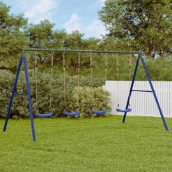 Jeux De Plein Air-vidaXL Jeu de balançoire d'extérieur avec 4 balançoires Bleu