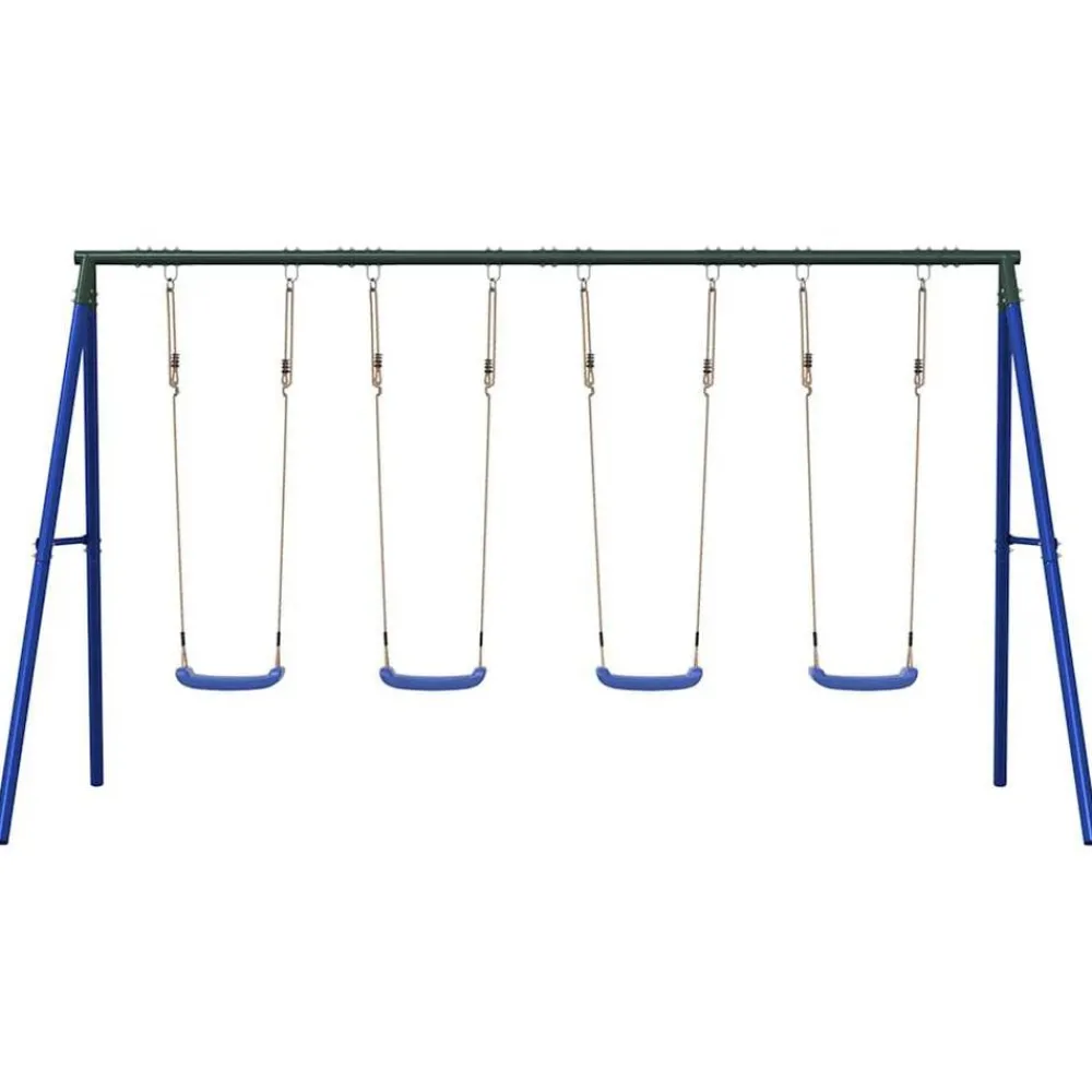 Jeux De Plein Air-vidaXL Jeu de balançoire d'extérieur avec 4 balançoires Bleu