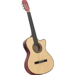 Arts & Loisirs-vidaXL Jeu de guitare 12 pcs occidental avec égaliseur et 6 cordes Marron clair