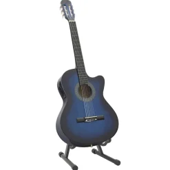 Arts & Loisirs-vidaXL Jeu de guitare 12pcs occidental avec égaliseur et 6 cordes Bleu