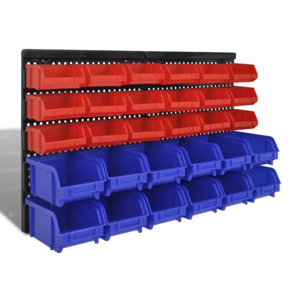 Accessoires De Quincaillerie-vidaXL Jeu de paniers muraux de stockage Plastique 30pcs Bleu et rouge