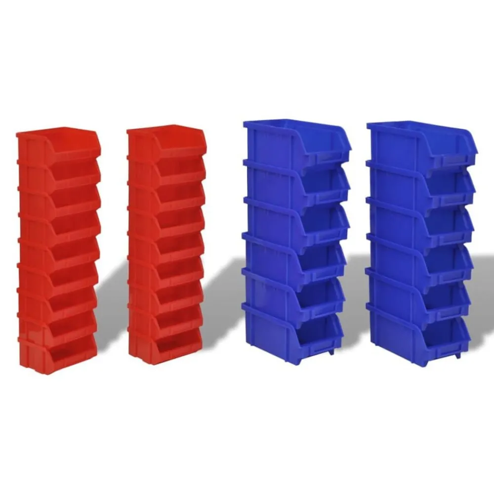 Accessoires De Quincaillerie-vidaXL Jeu de paniers muraux de stockage Plastique 30pcs Bleu et rouge