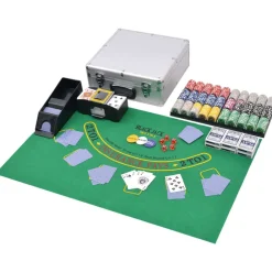 Jeux-vidaXL Jeu de Poker/Blackjack mixte avec 600 jetons Laser Aluminium