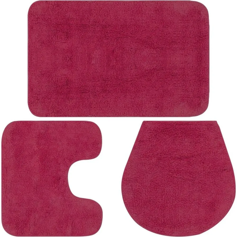 vidaXL Jeu de tapis de salle de bain 3 pcs Tissu Fushsia
