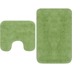 Accessoires De Salle De Bain-vidaXL Jeu de tapis de salle de bain 3 pcs Tissu Vert