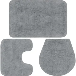 Accessoires De Salle De Bain-vidaXL Jeu de tapis de salle de bain 3 pcs Tissu Gris
