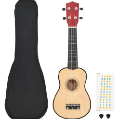Arts & Loisirs-vidaXL Jeu de ukulélé soprano avec sac pour enfants bois clair 21" Marron clair
